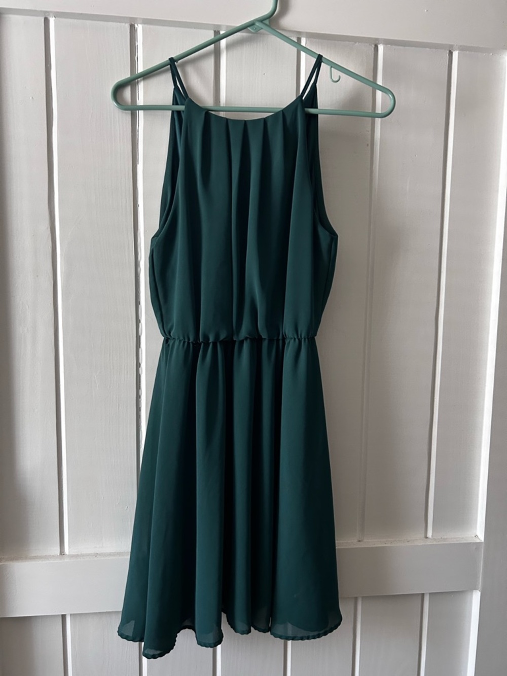 Lush Deep Teal Sleeveless Chiffon Mini Dress